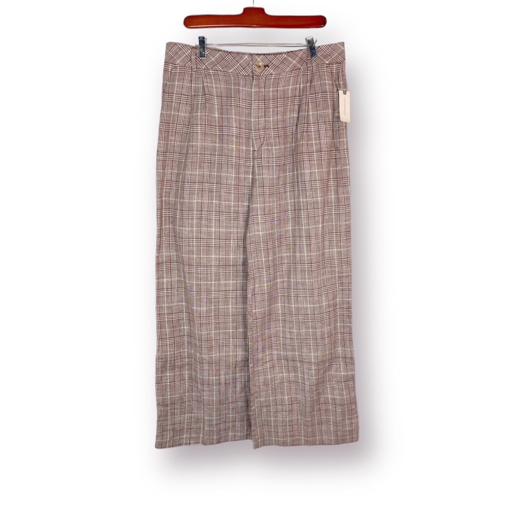 Anthropologie Maeve Pleated Plaid Trousers 14 NWT - Picture 5 of 11